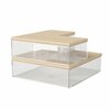 Martha Stewart Brody Clear Plastic Storage Organizer Bins W/Light Natural Paulownia Wood Lids, Small/Med/Lrg Bins BE-PB3317-WD-3-CL-NT-MS